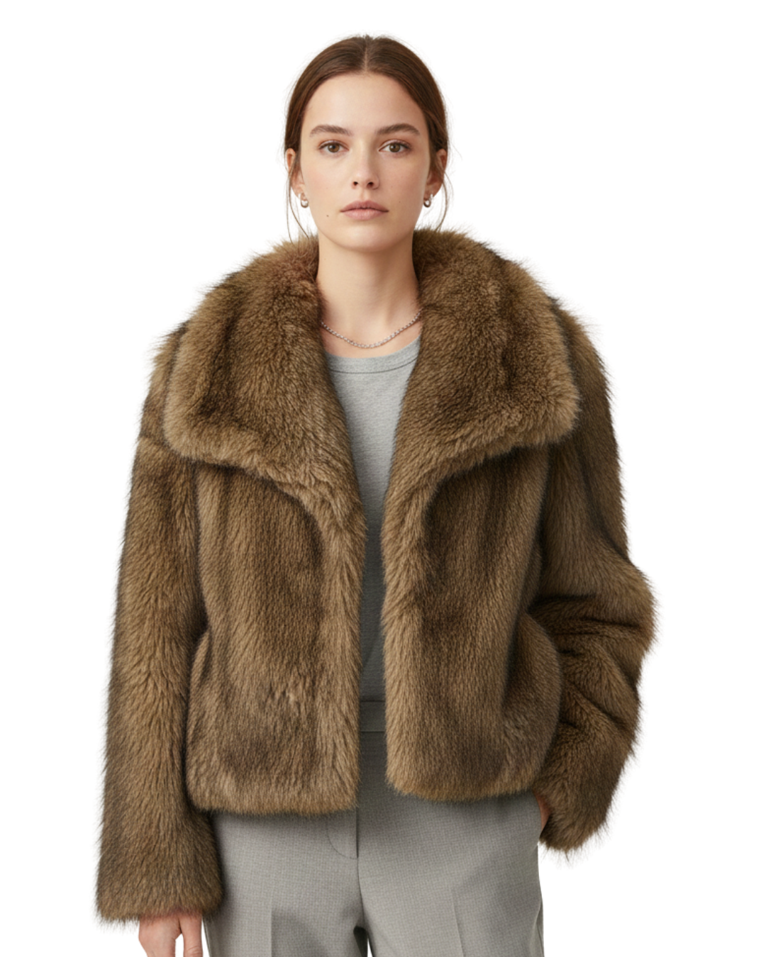 Abrigo de pelo sintético elegante para mujer®