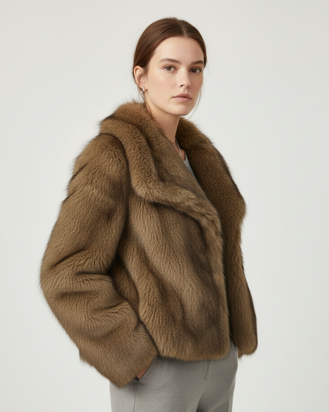 Abrigo de pelo sintético elegante para mujer