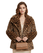 Abrigo de pelo sintético elegante para mujer