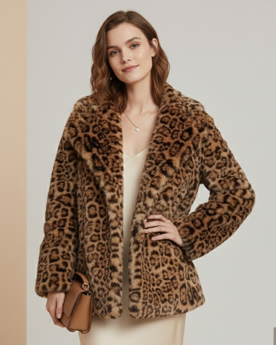 Abrigo de pelo sintético elegante para mujer