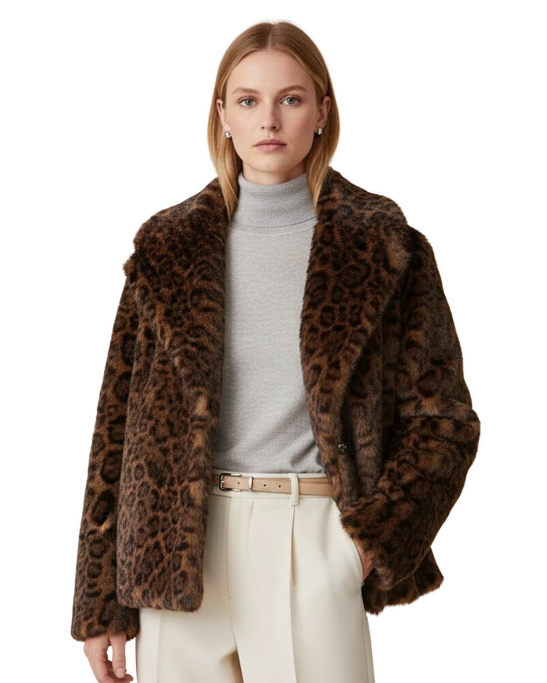 Abrigo de pelo sintético elegante para mujer®