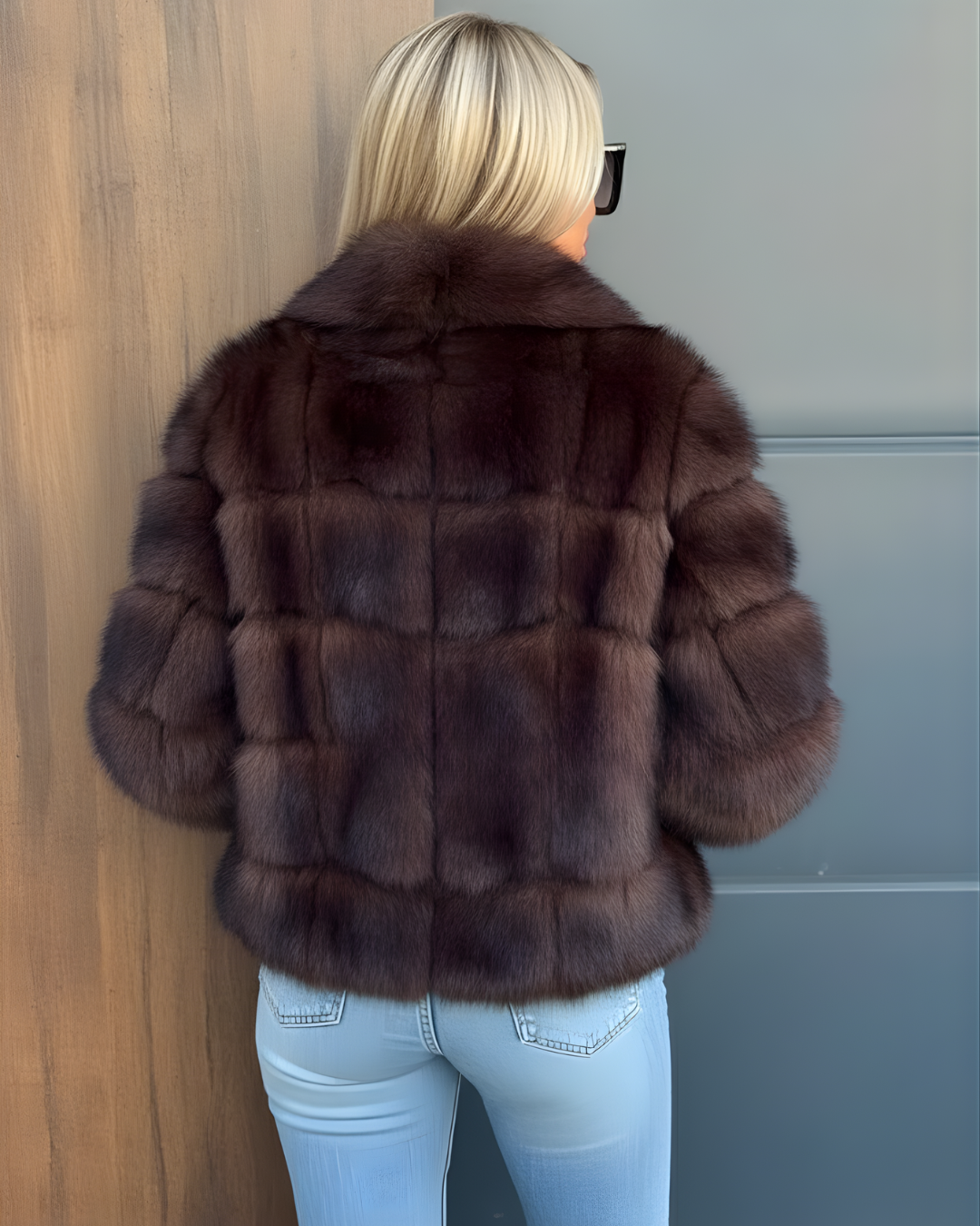 Abrigo de Piel Sintética Fina Con un Toque de Glamour y Calidez Ligera Para Mujer