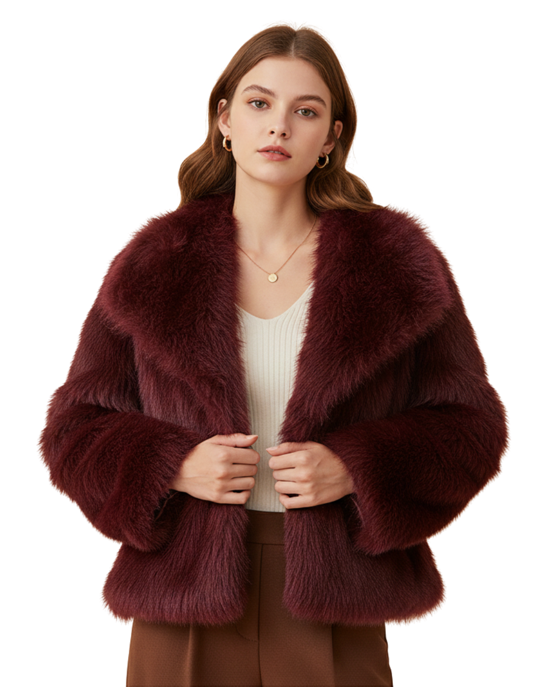 Abrigo de pelo sintético elegante para mujer®