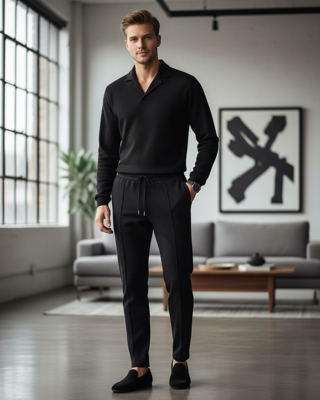 Conjunto de Dos Piezas con Cuello Polo para Hombre