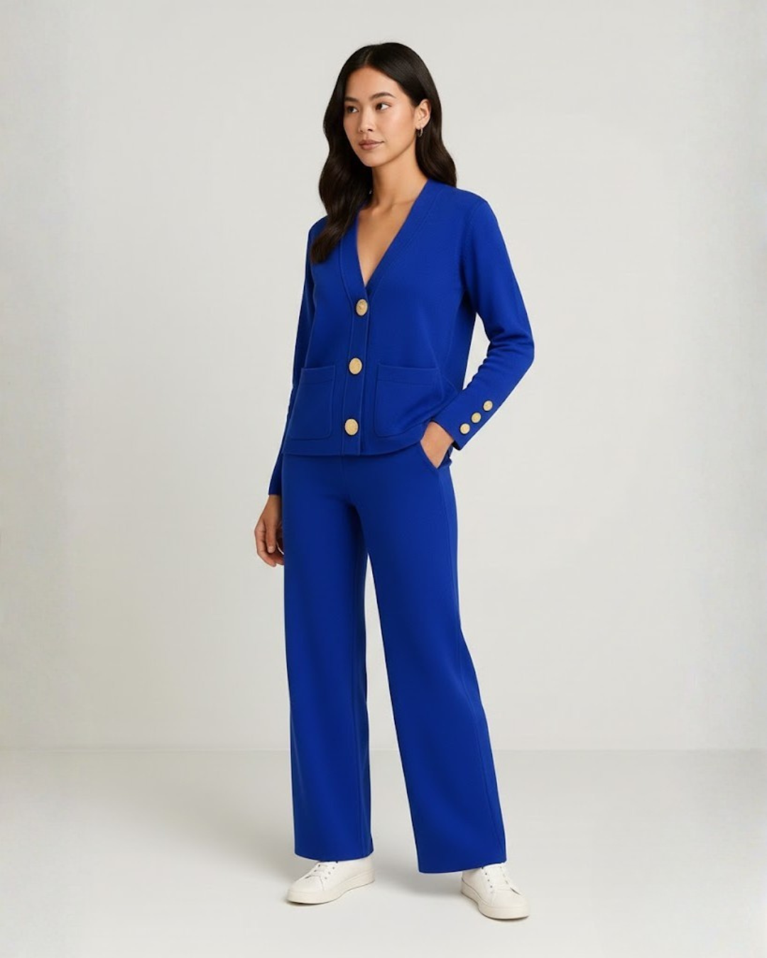 Conjunto de Punto de Elegancia y Confort en Dos Piezas Para Mujer