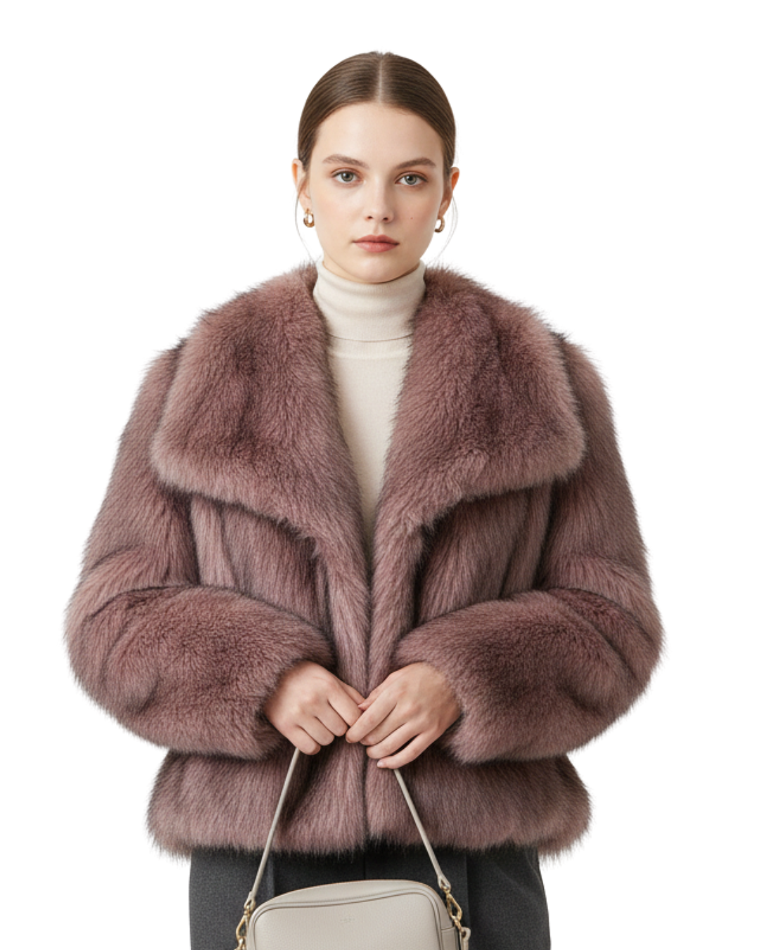 Abrigo de pelo sintético elegante para mujer