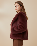 Abrigo de pelo sintético elegante para mujer