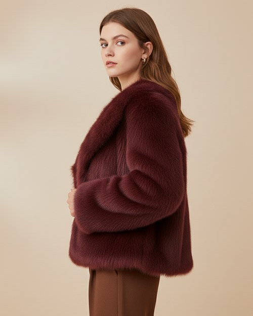 Abrigo de pelo sintético elegante para mujer