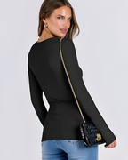 Camisetas de Manga Larga Ajustadas y Básicas para Mujer®