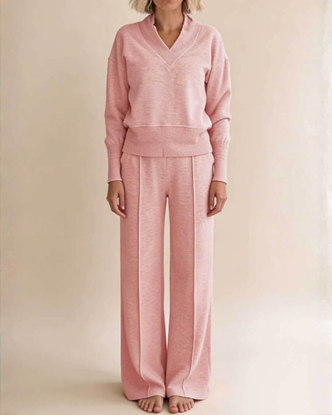 Conjunto de Dos Piezas con Top Holgado y Pantalón Ancho Para Mujer