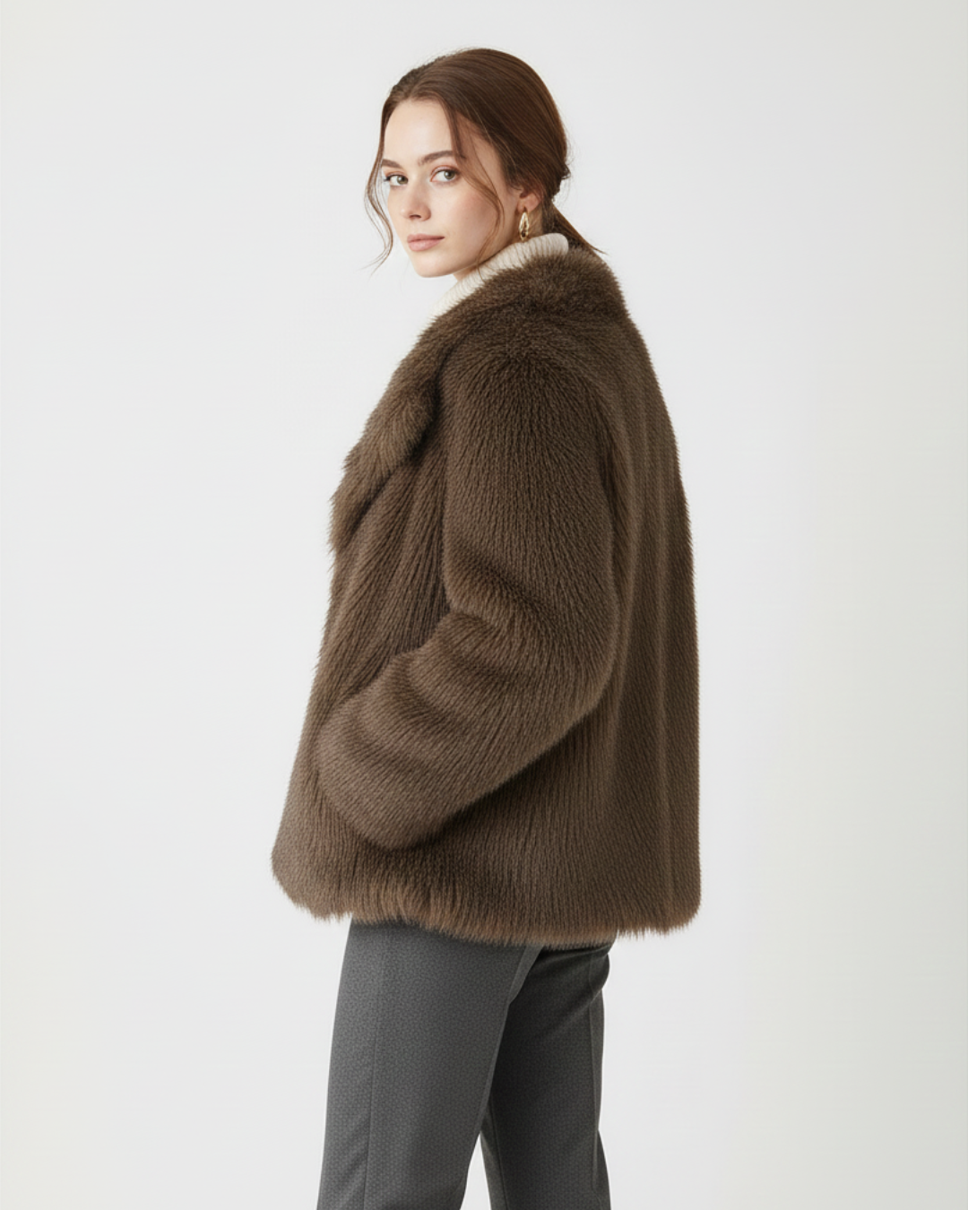 Abrigo de pelo sintético elegante para mujer®