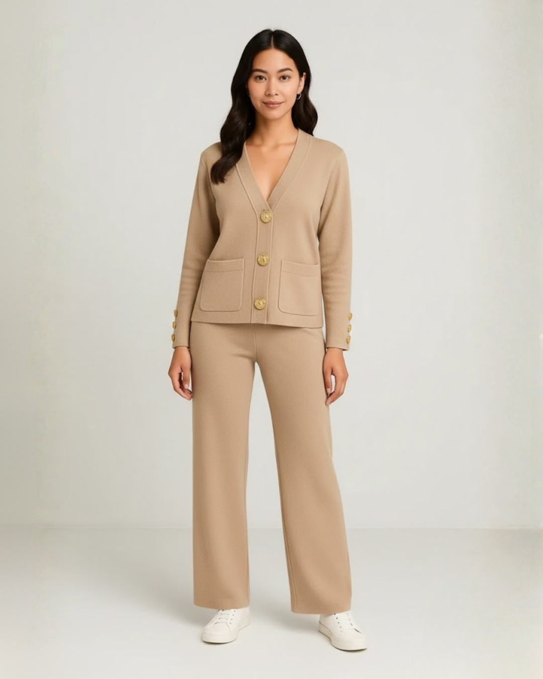 Conjunto de Punto de Elegancia y Confort en Dos Piezas Para Mujer