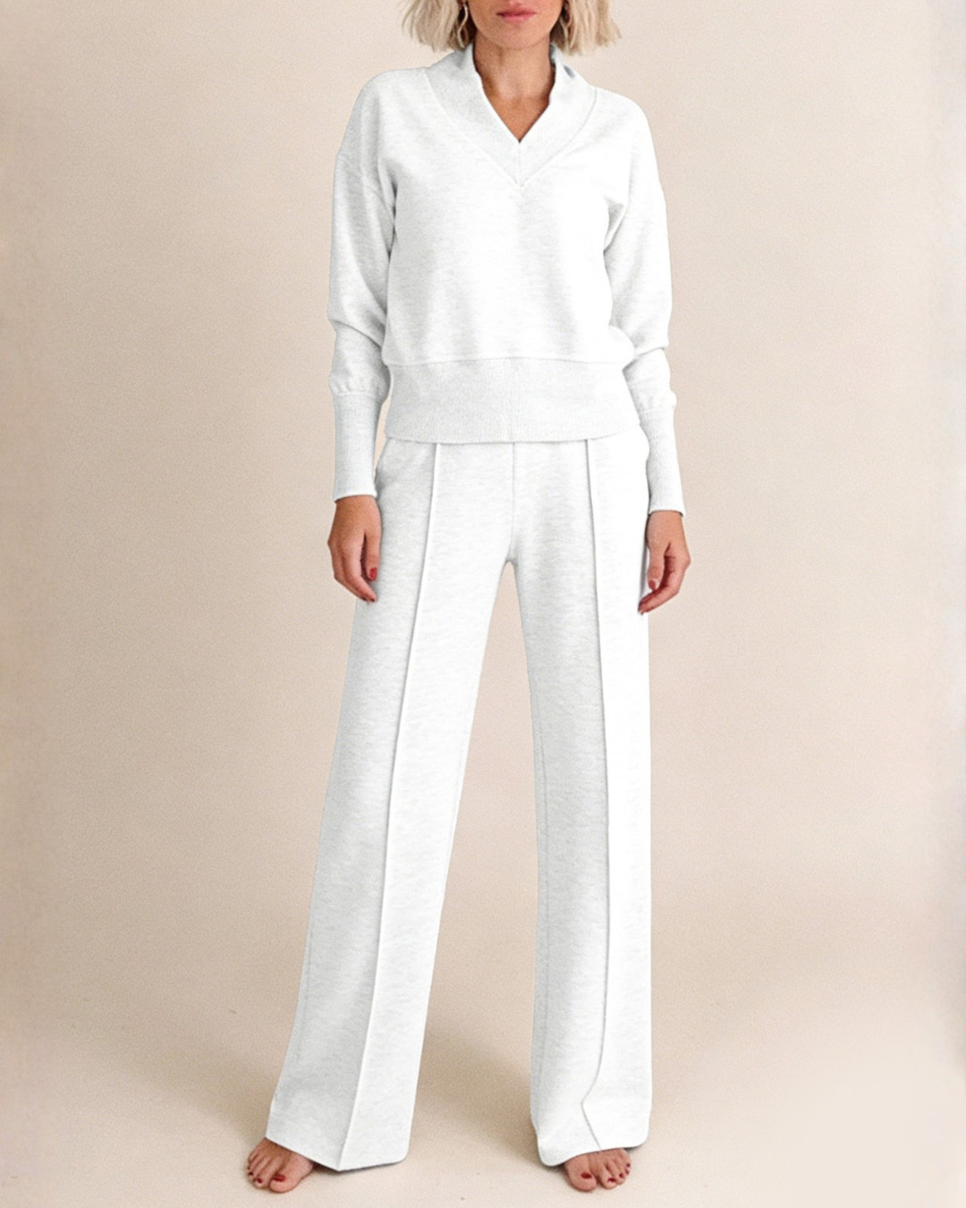 Conjunto de Dos Piezas con Top Holgado y Pantalón Ancho Para Mujer