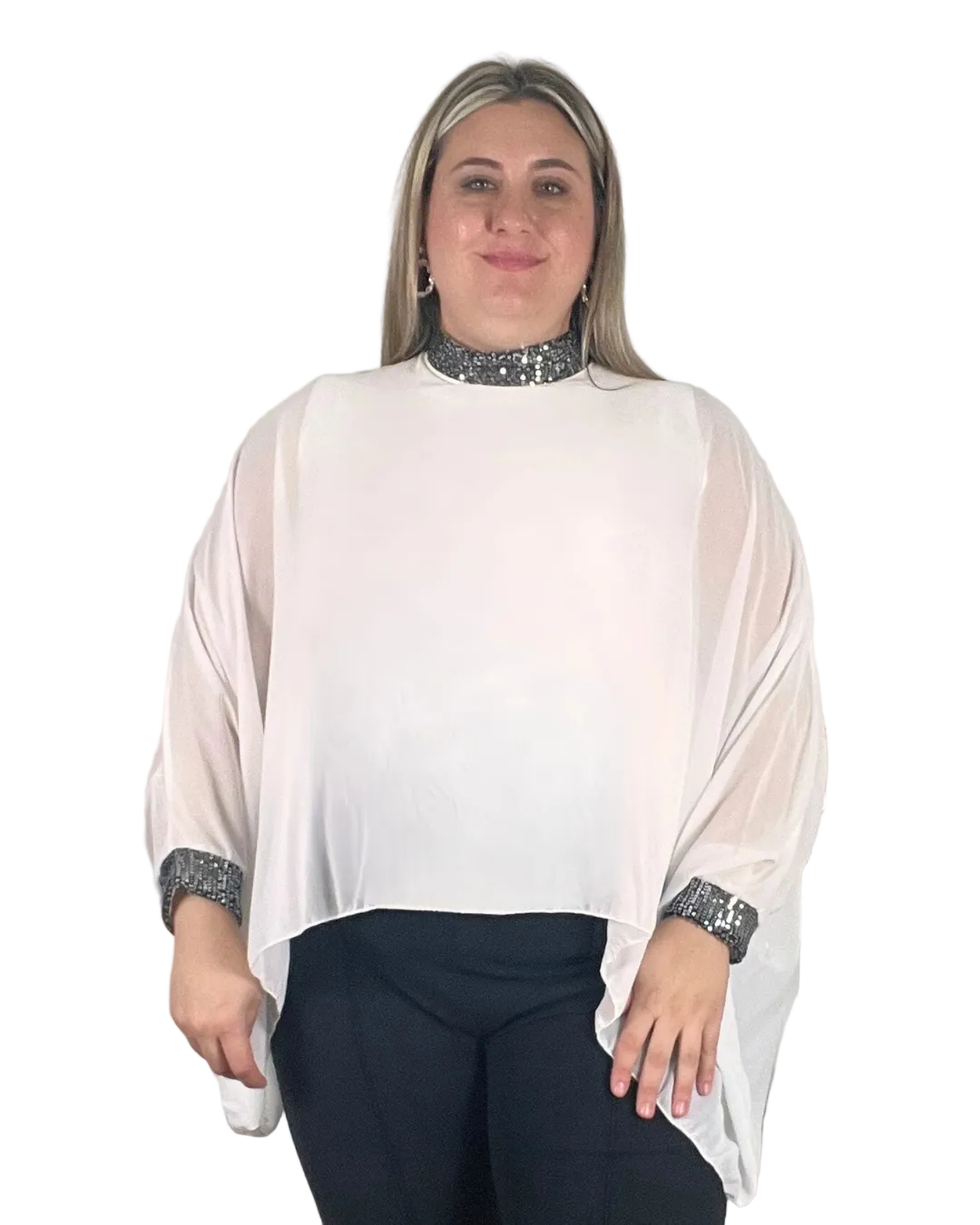 Blusa Fluida de Manga Larga con Camiseta Interior Integrada para Mujer