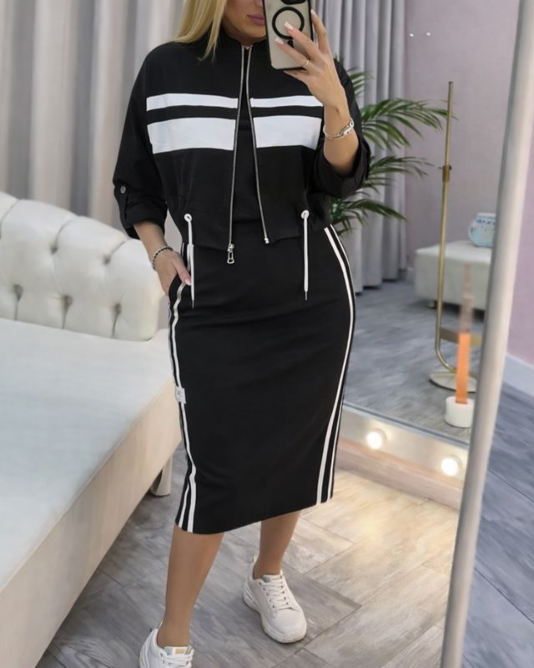 Conjunto de Dos Piezas: Chaqueta y Vestido