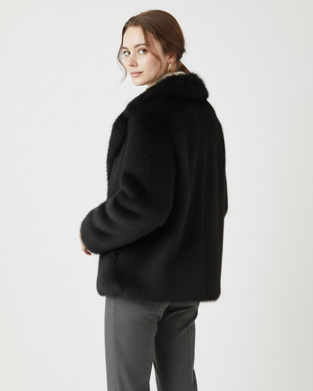 Abrigo de pelo sintético elegante para mujer