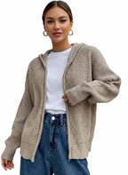 Cárdigan con Capucha de Estilo Relajado Para Mujer