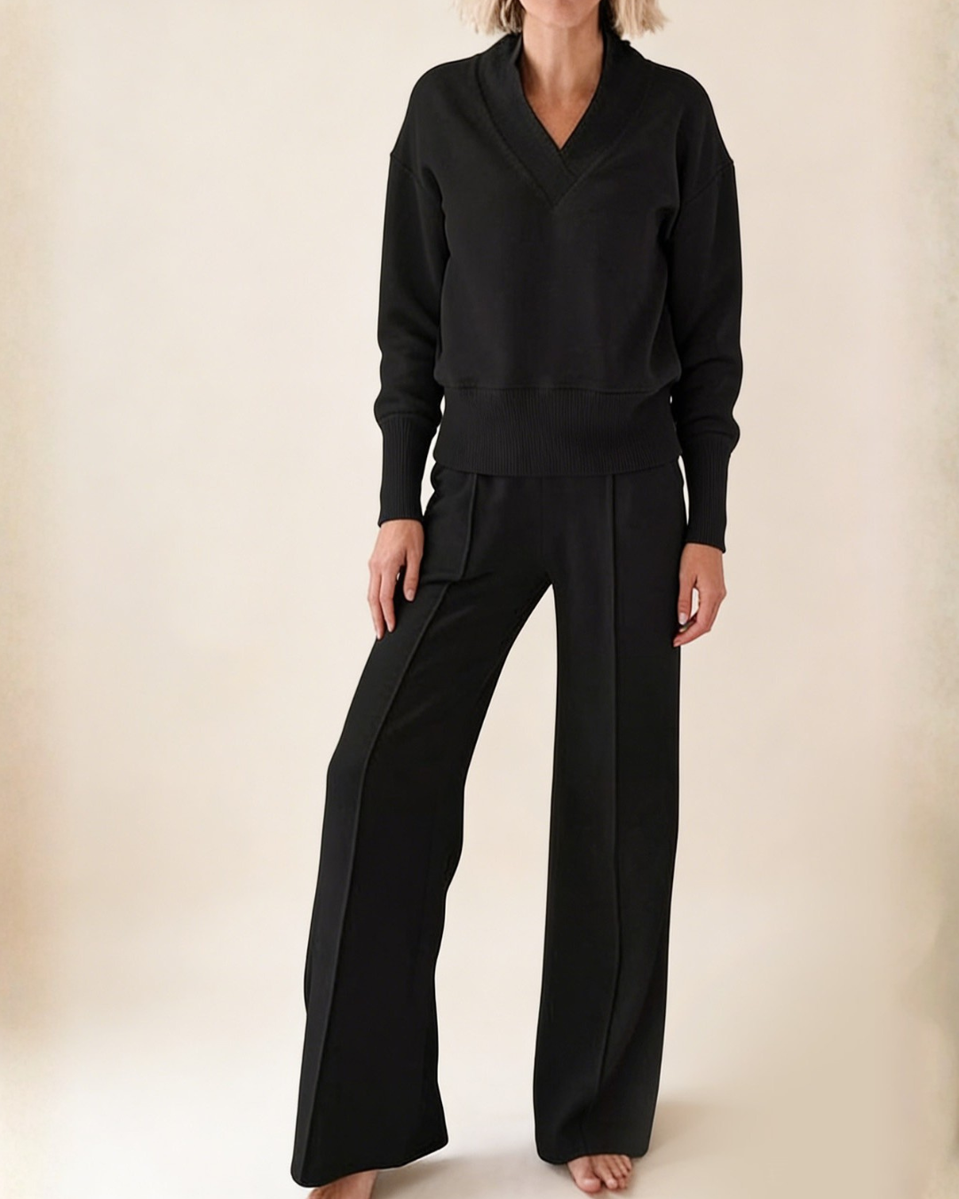 Conjunto de Dos Piezas con Top Holgado y Pantalón Ancho Para Mujer