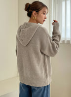 Cárdigan con Capucha de Estilo Relajado Para Mujer