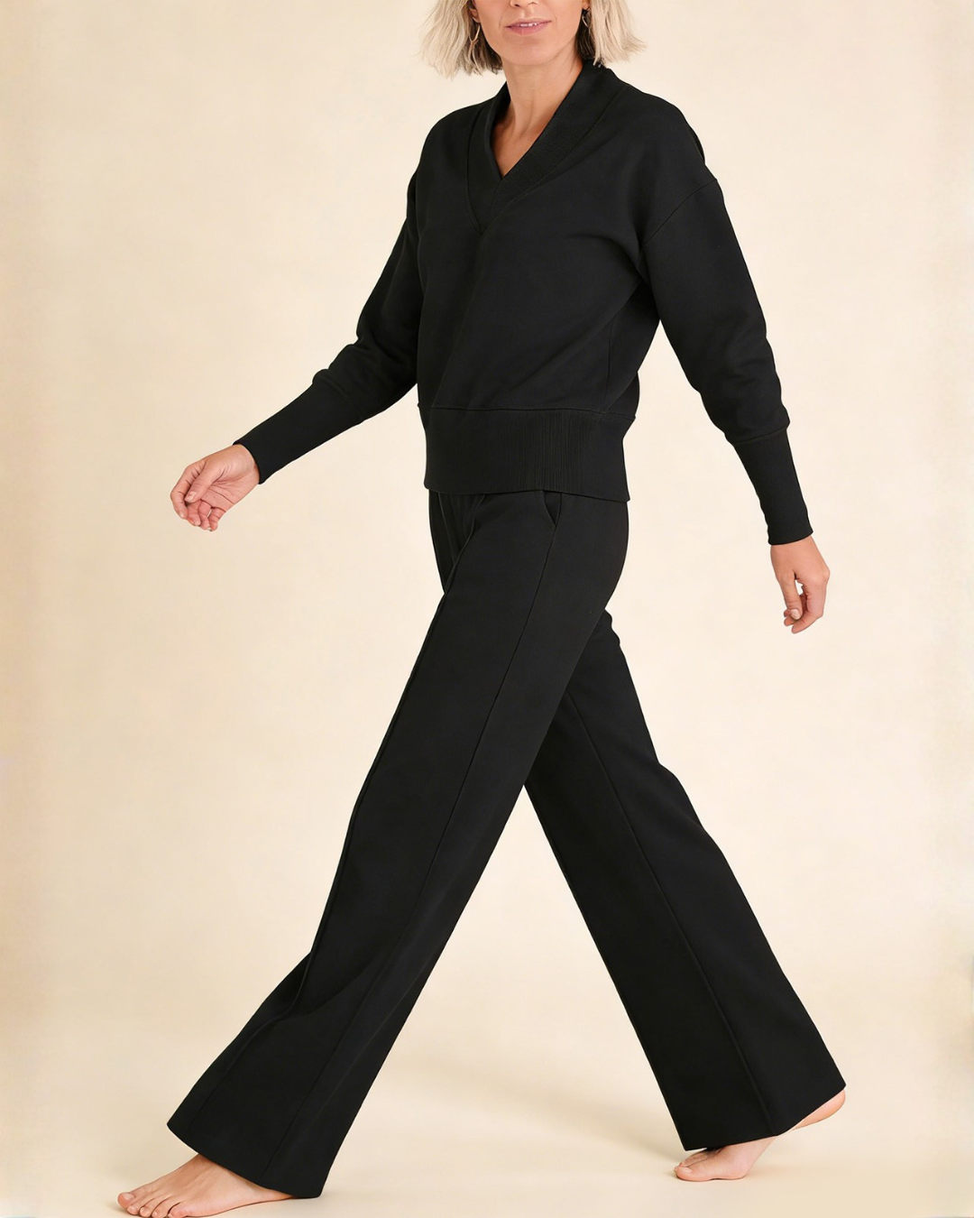 Conjunto de Dos Piezas con Top Holgado y Pantalón Ancho Para Mujer