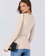 Camisetas de Manga Larga Ajustadas y Básicas para Mujer®