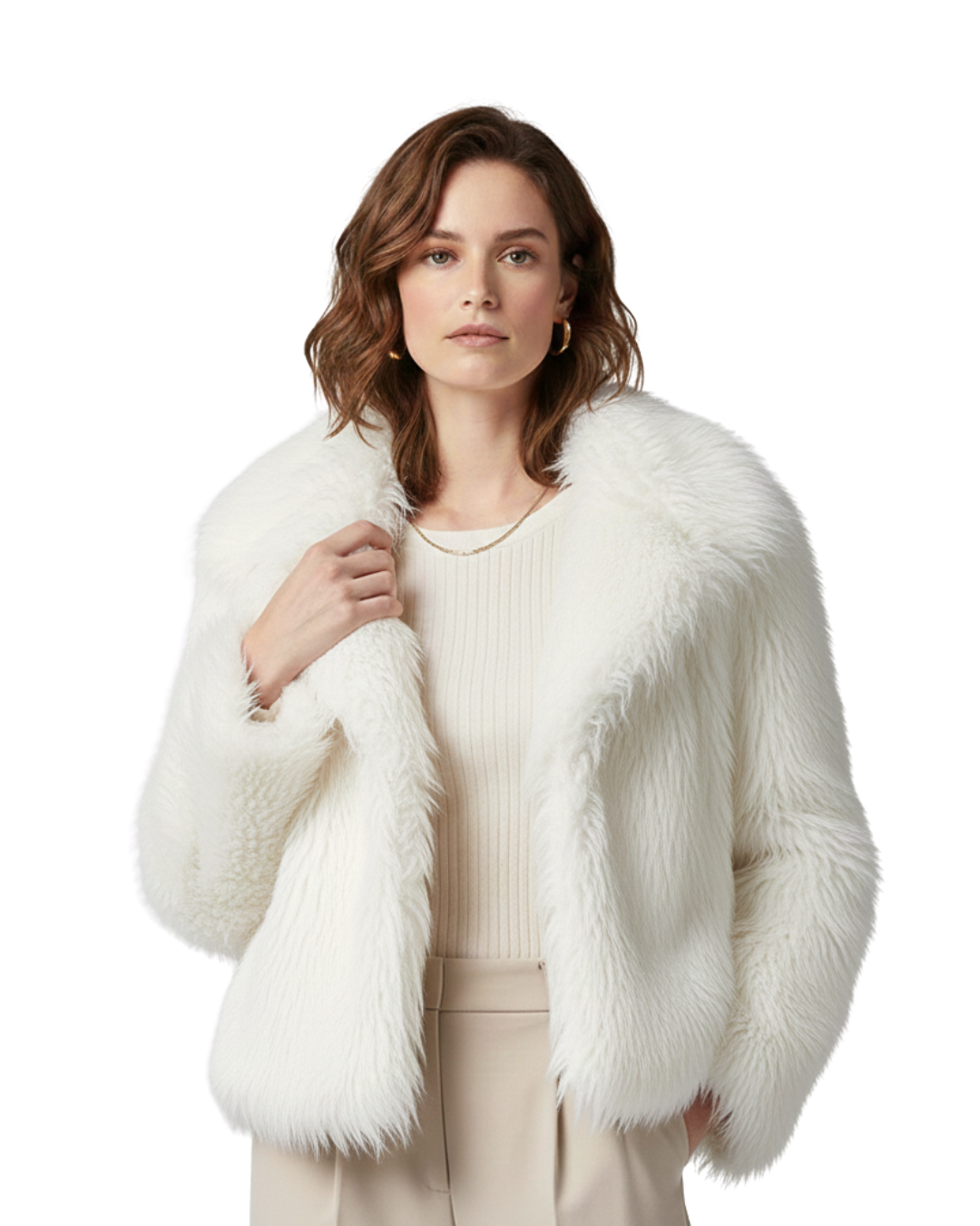 Abrigo de pelo sintético elegante para mujer®